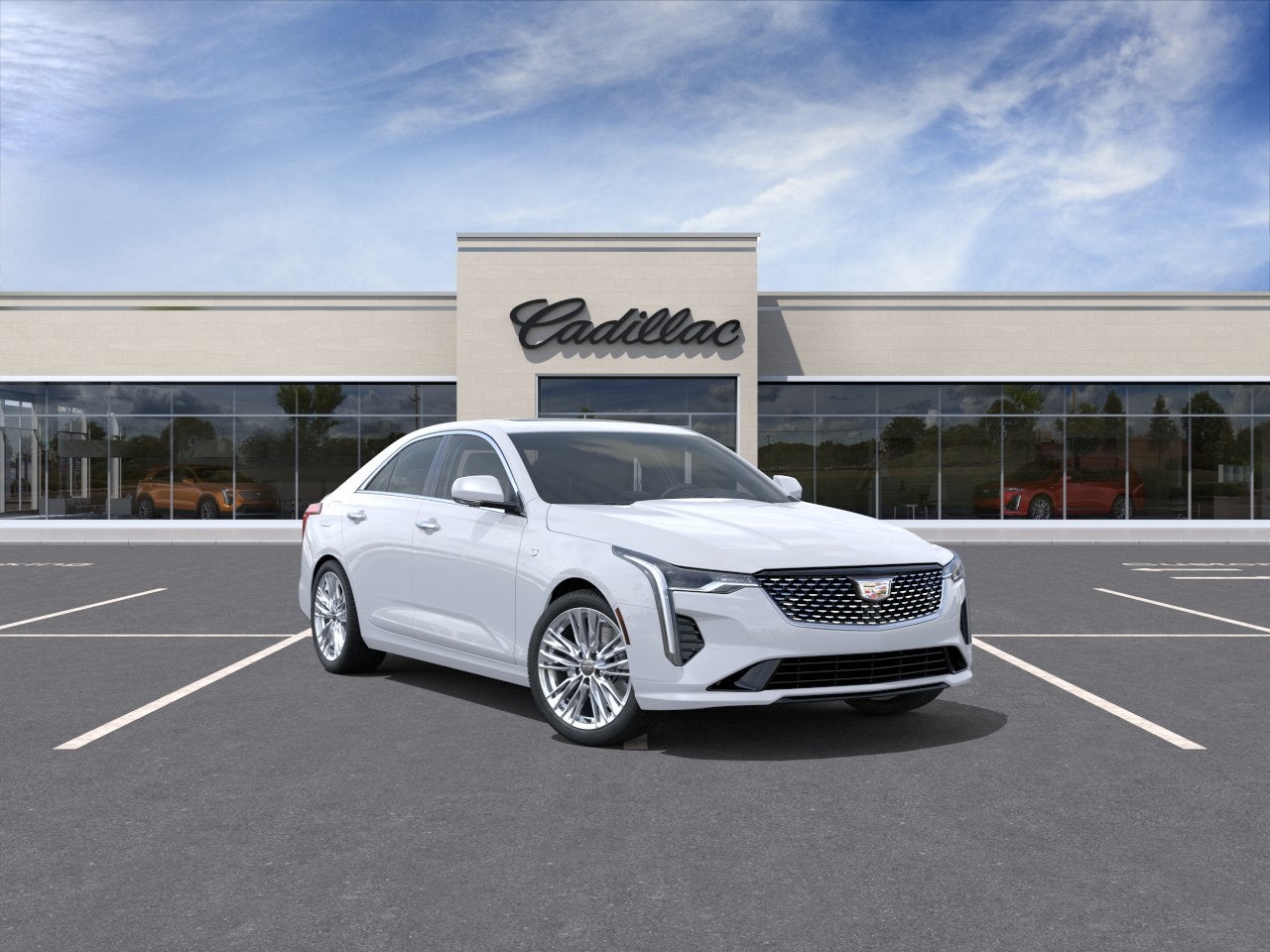 2026 Cadillac CT4 Premium Luxury in Vibrant White Tricoat — front three-quarter view