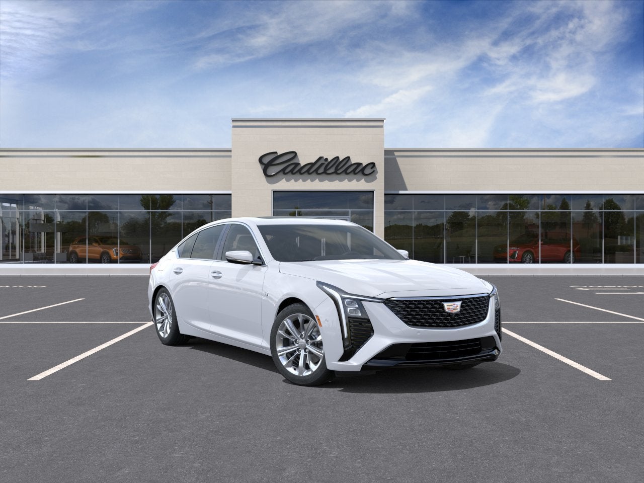 2026 Cadillac CT5 Premium Luxury in Vibrant White Tricoat — front three-quarter view