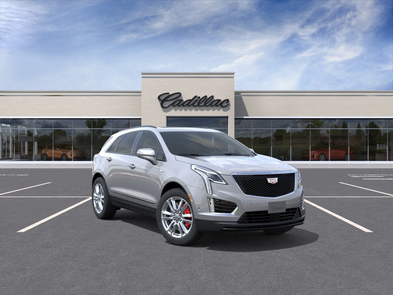 2026 Cadillac XT5 Sport in Argent Silver Metallic — front three-quarter view